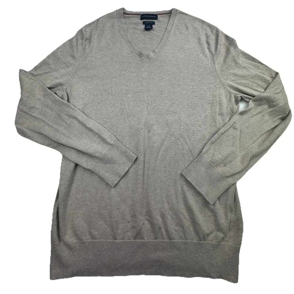 Banana Republic Beige Silk Cashmere Blend V Neck Pullover Sweater Men Size Large